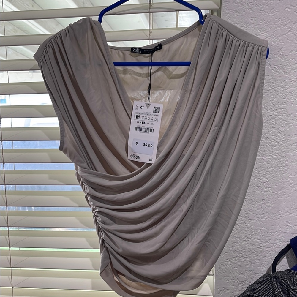 Zara Gray Draped Top